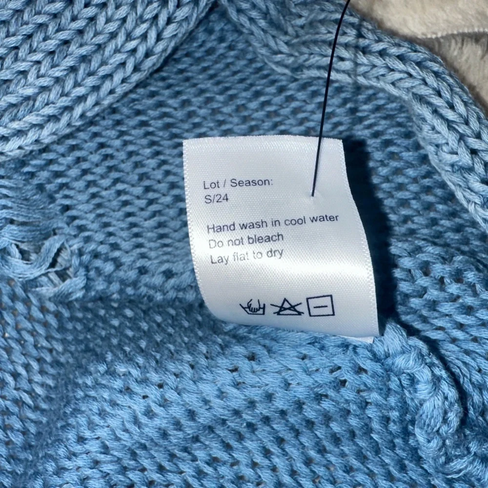 R13 Distressed Boyfriend Crewneck Sweater in Indigo Blue Size XS - Picture 12 of 13